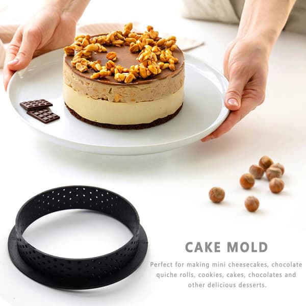 PCS Rund Mousse Kakeform Sirkel Perforert Form Kakedekorasjonskutter Form Mousse Sirkelring Tertering for Dessertring Baking DIY Terte [YJD]
