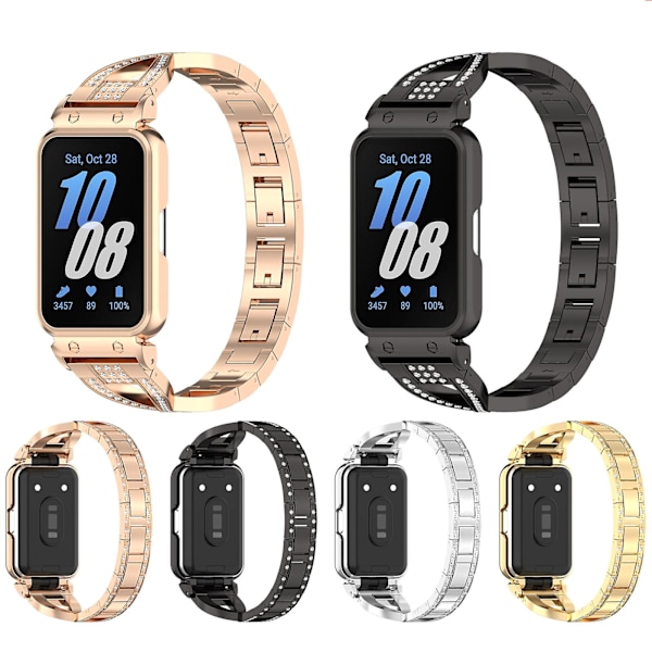 Til Samsung Galaxy Fit 3 Diamant Metalramme Rem (YJD) Gold