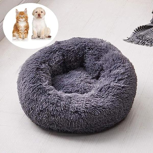Koirien ja kissojen pehmeä pyöreä plushivuode stressiä lievittävä plushivuode pestävä lämmin talvi harmaa 40cm 40cm