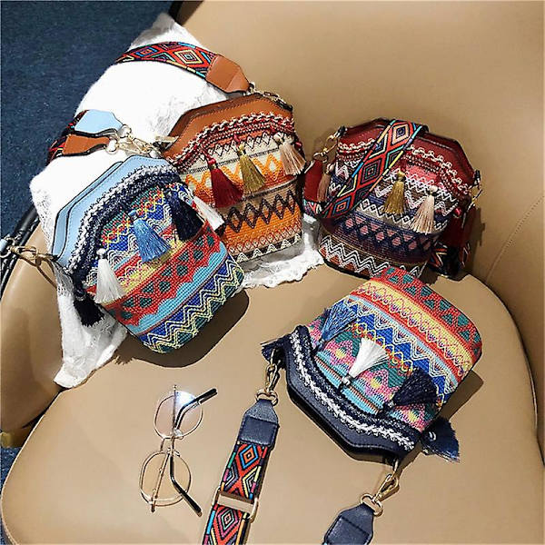 Afslappede håndvævede tasker Retro Flap Rattan Strå Strand Kvaster Dame Messenger Tasker[YJD] A4