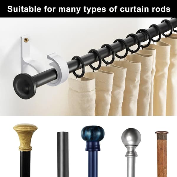 Sæt med 4 metalgardinstænger, robuste gardinstangsholdere til loftmontering, hvid, justerbar, til skab og garderobe [YJD]