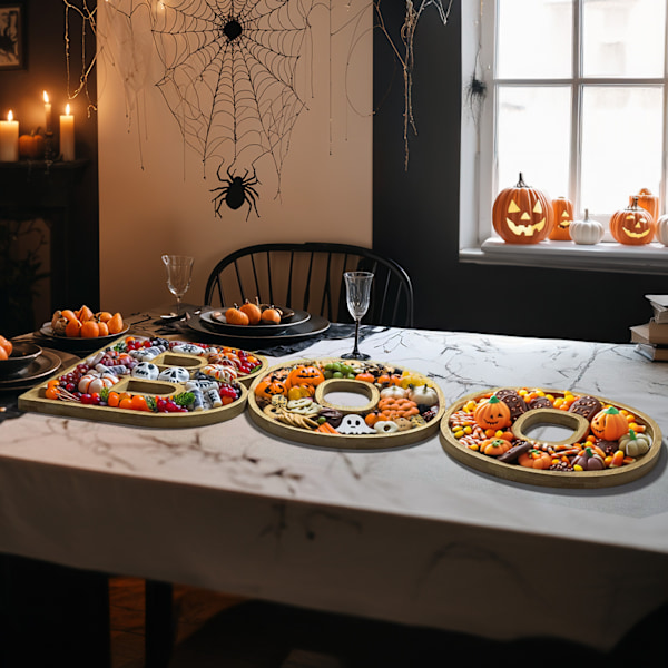 1-Set Boo Tre-delt Bambusbrett - Unike Halloween-dekorasjoner for flere anledninger - Perfekt for jubileum, bursdag, valentinsdag (YJD) 3PCS-JOY