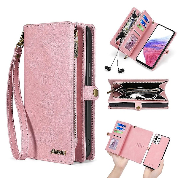 Aftageligt magnetisk cover med lynlås til Samsung Galaxy A23 5G (Global Version)/A23 4G (YJD) Pink gold Samsung Galaxy A23 5G (Global