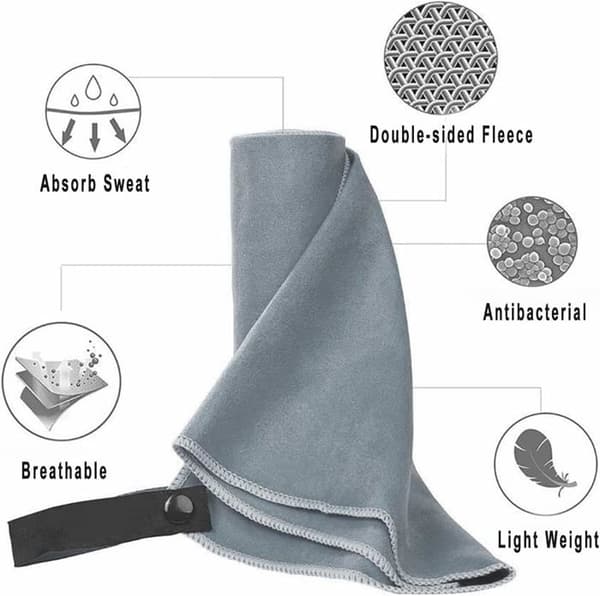 Mikrofiberhanddukar, set om 2, sporthandduk, gymhandduk (grå). (YJD)