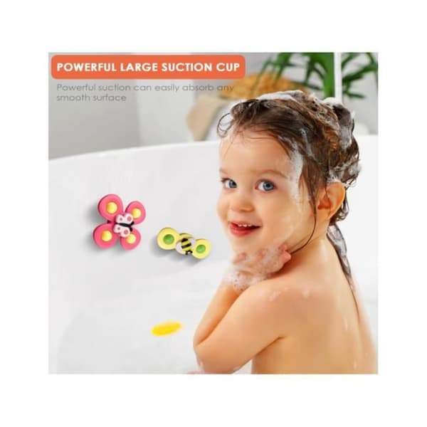 Badeleke - 3 STK Babybadeleke - Sugekopp - Marihøne/Bie/Sommerfugl - Giftfri ABS[YJD] Multicolor