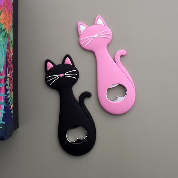 Katt magnetisk vinflasköppnare[YJD] Black