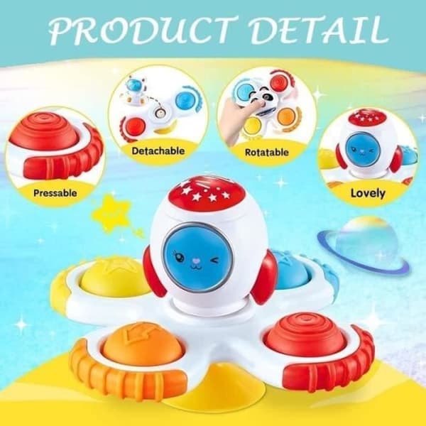 BADELEKE Sugekopp Babyleke 3 Stykker Badeleker Spinnerleke Astronaut Baby Spinnerleker Gave Dusjleker for[YJD] 4 colors