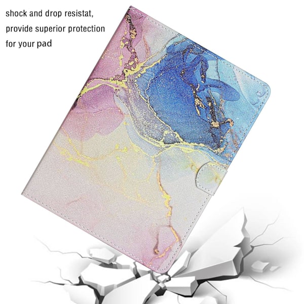 10 tuuman universaali personoitu maalattu marmorikuvioinen tikattu nahkakotelo vaaleanpunainen sininen marmori [HK] Multicolor Style C iPad 10.2 (2021)