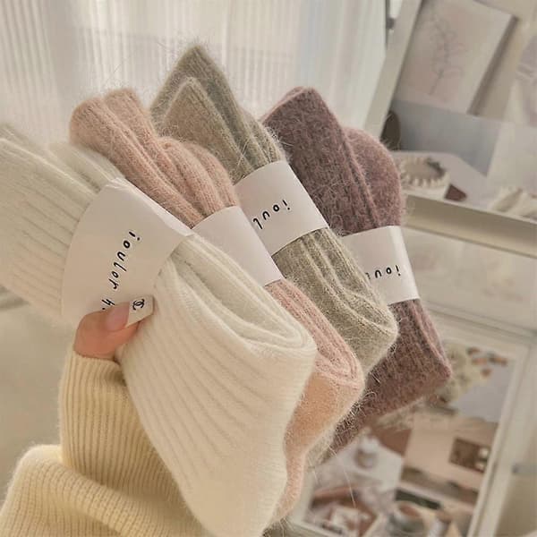 Lange Strømper Mode Cashmere Vinter Varme Fløjlsstrømper Tykke Striber Lange Strømper Termiske Midt Rør Strømper Til Kvinder[YJD] One Size