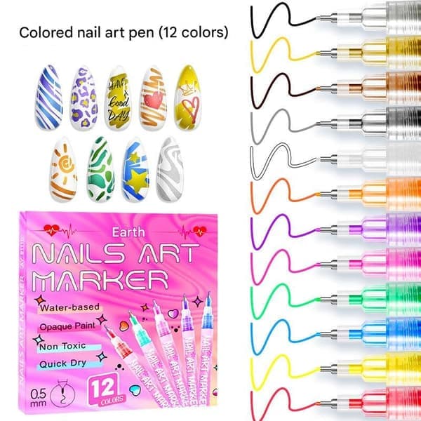 Pennemarkørsæt til graffiti med fin spids 0,5 mm 12-farvepakke[YJD] Upgraded version