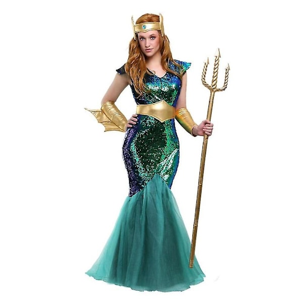 Carnival 2024 Neptunuksen Merenneitoasu Miehille Seksikäs Poseidon Fantasiapuvustus Halloween Purim Karnevaali Mardi Gras Asuste (YJD) Sea Siren Costume XL