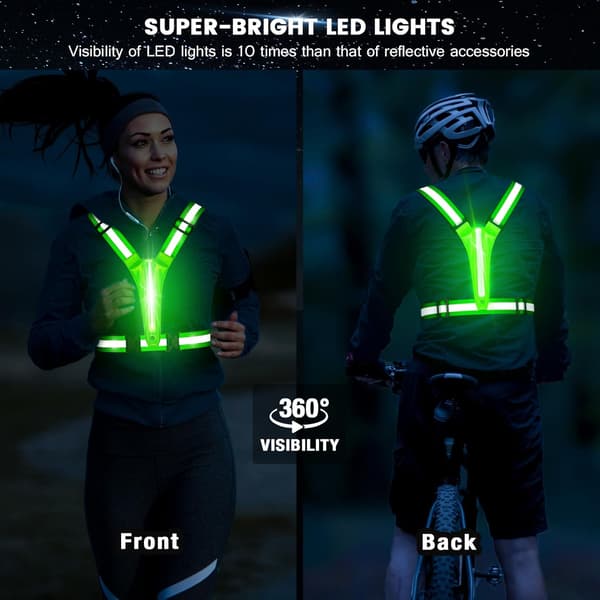 LED Refleksvest for Sykling, Løping og Gåing i Mørket [YJD]