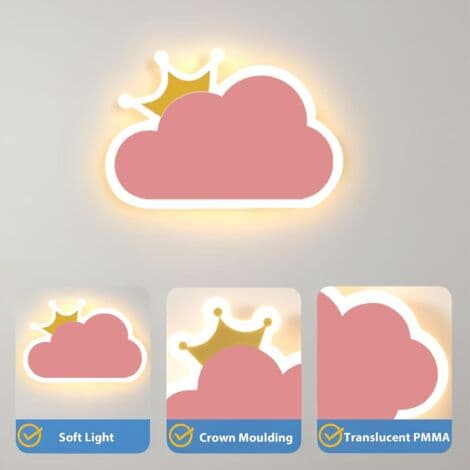 15W LED Vägglampa, Rosa Trefärgad Molnform - 220V, Modern Barnrumsbelysning[YJD]