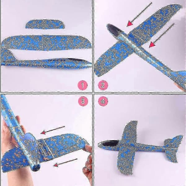 4-pack skumglidflygplan, manuell kastning, storlek 48 cm, lysande flygplan_zyaq1[YJD]