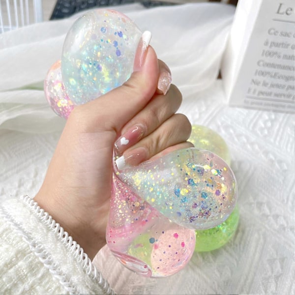 Anti-stressboll Mjuk Tpr Långsam Återhämtning Paljetter Maltosboll Nyp Leksak Stresslindring Elastisk Klämning Färgad Boll Dekompressionsleksak Fest F[YJD] Green