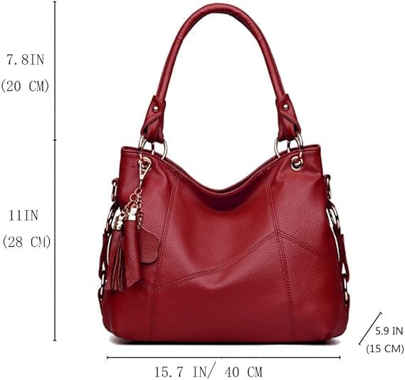 Damehåndtasker med hanke op til 10 tommer, Crossbody-tasker, Vævede tasker, Punge [YJD] Red