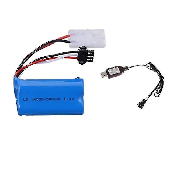 6.4v 500mah Li-ion Batteri Med Usb Oplader Kompatibel Med Wltoys 18401 18402 Rc Legetøjsbil Båd Reservedele 6.[YJD]