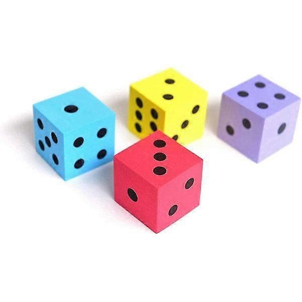 Firkantede terninger med skumprikker, 3,8 cm, 4 pr. pakke, blandede farver - perfekte til spil.[YJD]