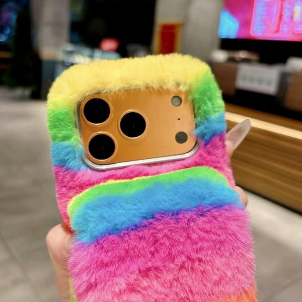 Regnbuefarvet, blødt telefoncover med håndrem i TPU til iPhone 17 Pro [YJD]