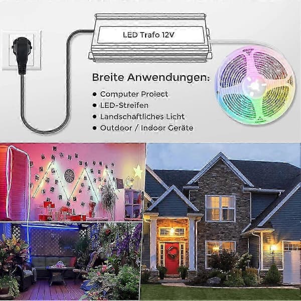 LED-driver 12V 60W, Vanntett utendørs driver med plugg, LED-strømforsyningsdriver 230V til DC12 Volt-adapter, EU[YJD] Silver