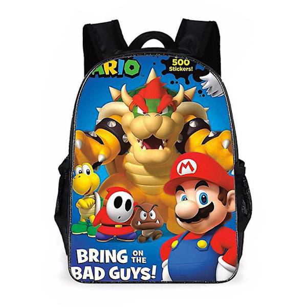 Barnens Super Mario 3D-utskriftsryggsäck Rolig Grundskoleelevs Skolväska Bokväskor För Pojkar Flickor [kk] D
