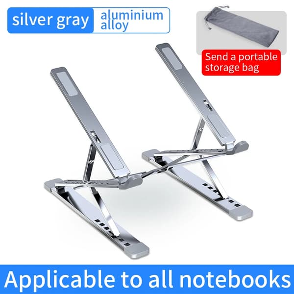 CMASO NY N8 Justerbart Laptopstativ Aluminium til Macbook Tablet Notebook Stativ Bord Kølepude Foldbar Laptop Holder(YJD) silver double layer