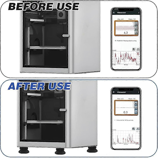 4 stk. silikone anti-vibrationsfødder til Bambu Lab X1/P1P/A1/A1 Mini, stødabsorberende fødder, 3D-printertilbehør[YJD] Black