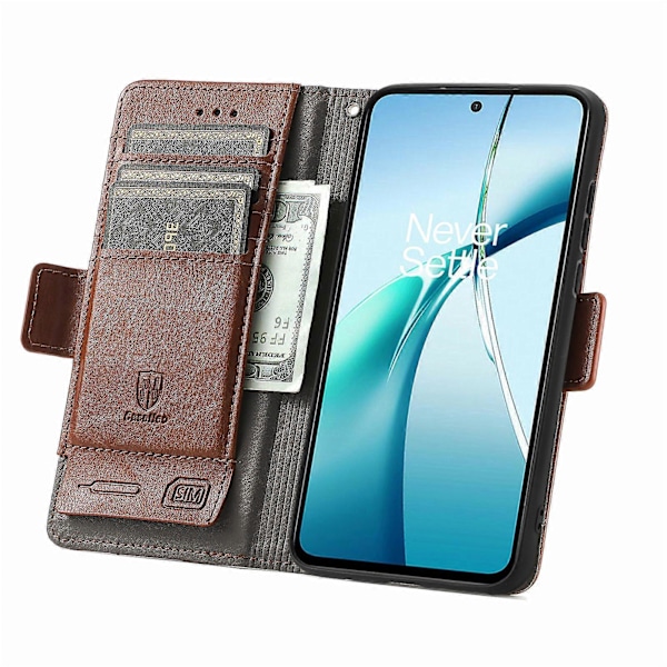 För Xiaomi Redmi Note 14 5G Fodral Ställ Plånbok Splitsad PU Läder Omslag[HK] Dark Brown