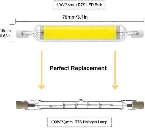 10W LED-lamper erstatning for 100W halogen J78 6000-6500K 78mm R7S base[YJD]