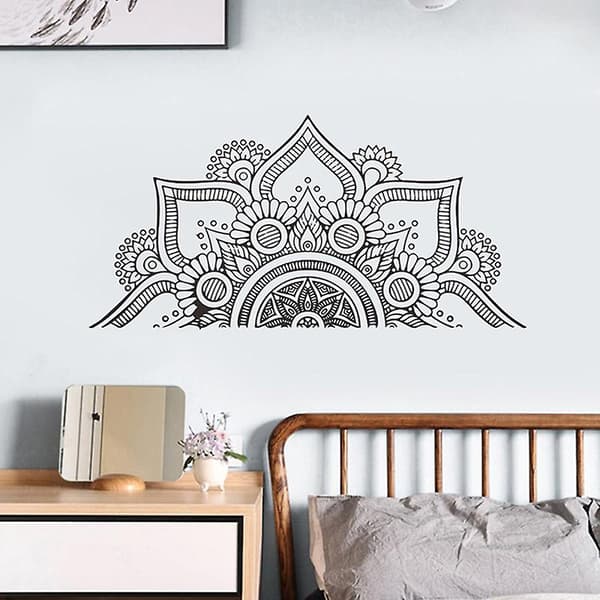 Mandala Väggdekor Konstdekaler Rumsdekoration Meditation Heminredning Tapet [YJD] Black