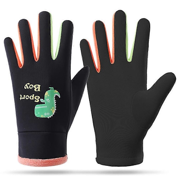 AOTU Vinter Børn Vandtætte Handsker Børn Sports Reflekterende Fleeceforing Vanter (Til 8-13[YJD] Black Multicolor