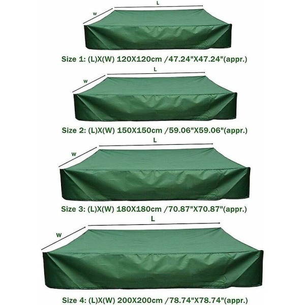 Dammtät cover med dragsko, fyrkantig presenning i Oxfordtyg för sandlåda, pool, trädgård eller gård Grön, 120*120 cm