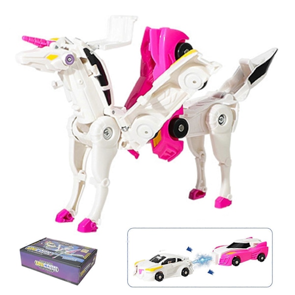 Muuntuvat Yksisarviset Auto Lelu Helppo DIY Koota Muuntaja Lelu Yllätyslahja [YJD] Pink