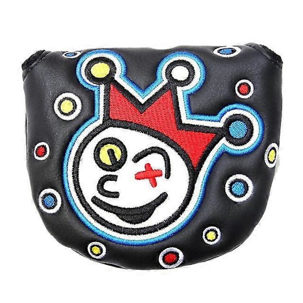 Golf Putter Huvudskydd Vattentätt Clown Design Golfklubba Roliga Skydd Halvcirkel PU Kort Hals Golfklubba Huvudskydd Tillbehör För[YJD] Black
