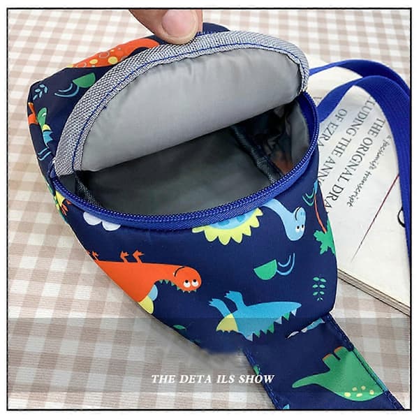 25-26 Børns søde dinosaurprint nylon crossbody-taske til drenge og piger[YJD] Light blue unisex