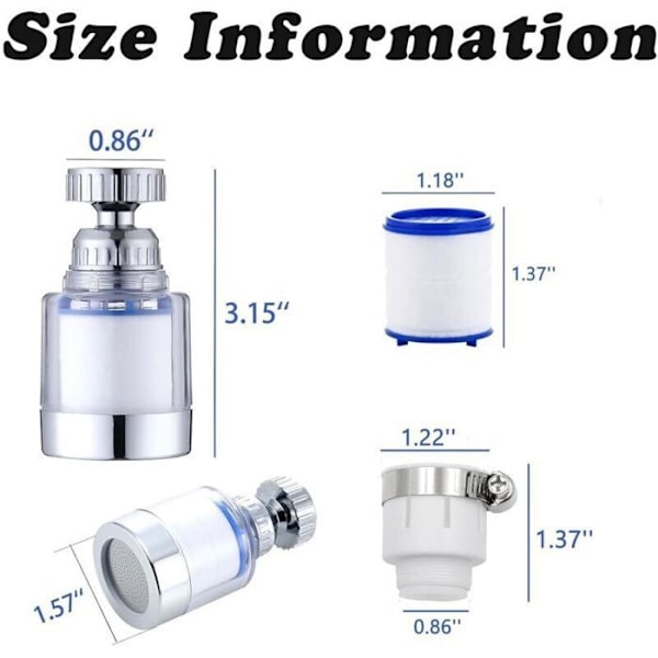 Kranfilter med 2 filterpatroner och universal krananslutningsadapter, kranfilter