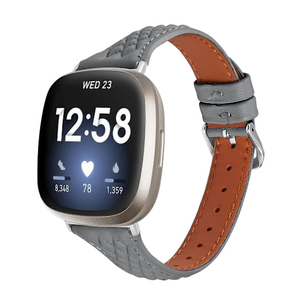 Til Fitbit Versa 3/Sense Toplags Koskind Læder Rhombus Design Urrem [HK] Style C Multicolor