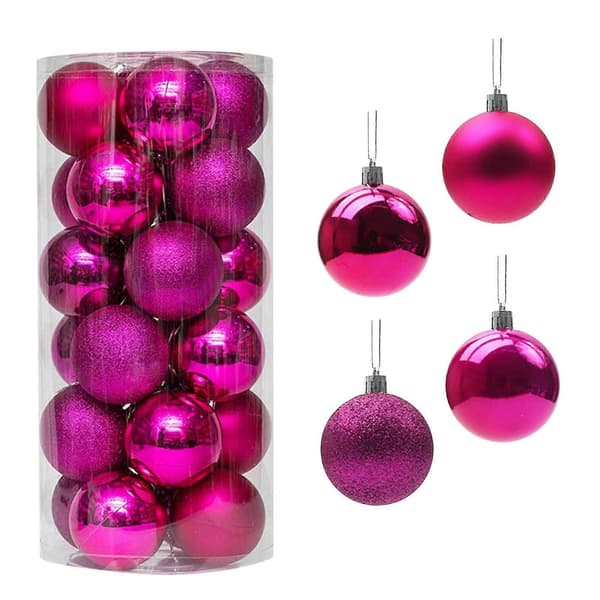 3 cm/24 stk juletrepynt hengende gaveutsalg [YJD] Hot Pink Free Size
