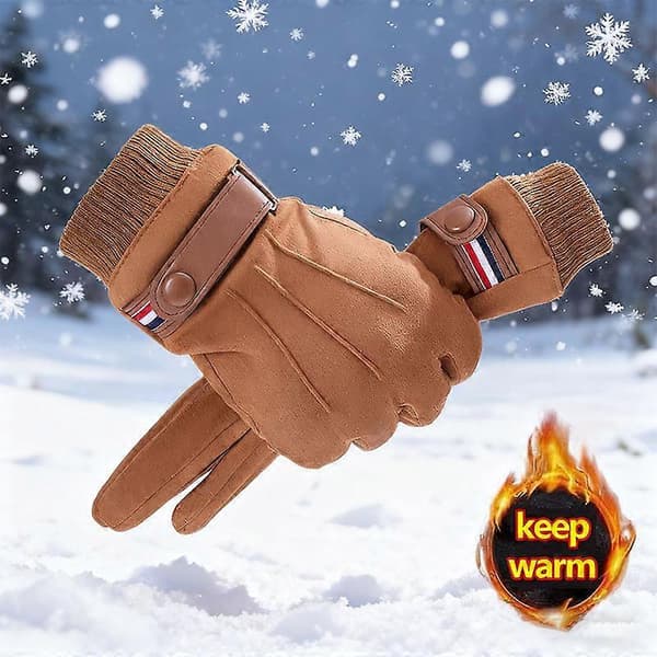 Suede Cykelhandsker til Mænd Vinter Tykke Handsker Vandring Polyester Touch Screen Varme Fluffy Motorcykel Bløde Leveringshandsker[YJD] One Size