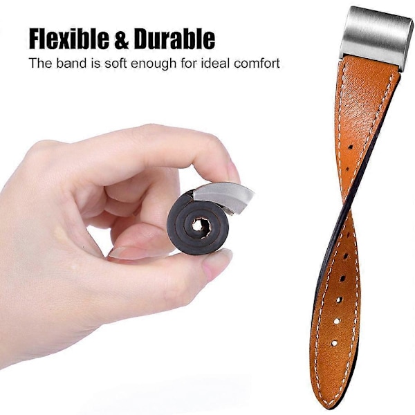 Til Fitbit Charge 2 Ægte Læder Urrem Udskiftning Armbåndsrem Udskiftning - Kaffe[HK] Brown Multicolor