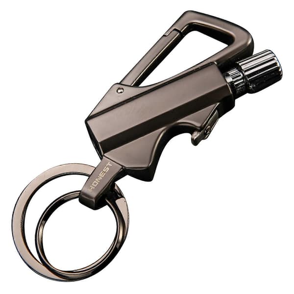 Permanent Metal Lighter Nøglering Flint Ildstarter med Flaskeåbner til Vandring Camping[YJD] Black