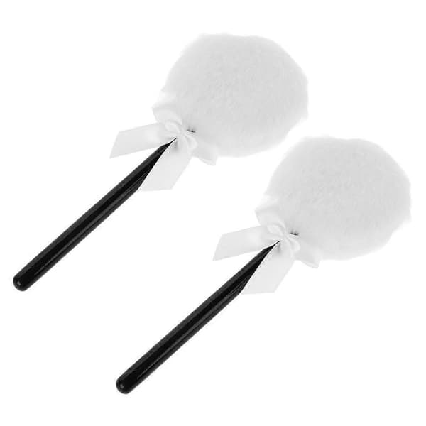 Fluffig vit sminkpuff för löspuder 2-pack plysch kosmetisk applikator[YJD]