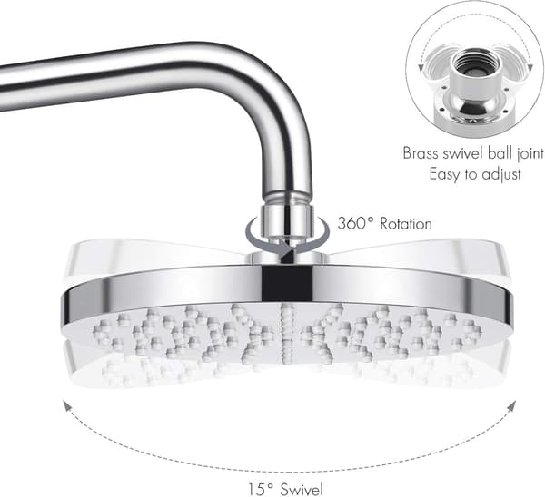 Dusjhode, fast dusjhode, 20 cm / 8\", anti-kalk svingbart baderomsdusjhode [YJD]