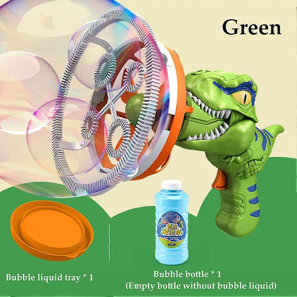 Bubble Gun Bubble Machine Dinosaurie Bubble Machine Leksaker Lämpliga för Barn och Småbarn Bubble Gun Party Gåvor Födelsedag[YJD] Color box Green