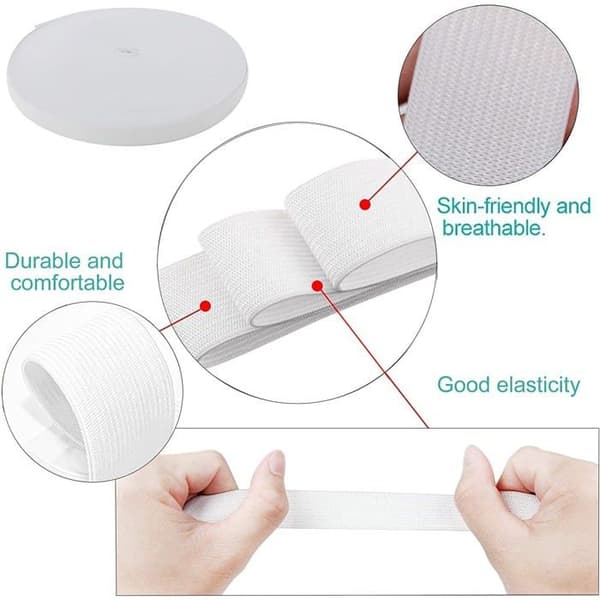 Hvit elastisk bånd til puter - 1 stk, 20m x 20mm Hvit - Flatt bånd til sying og klær (YJD)