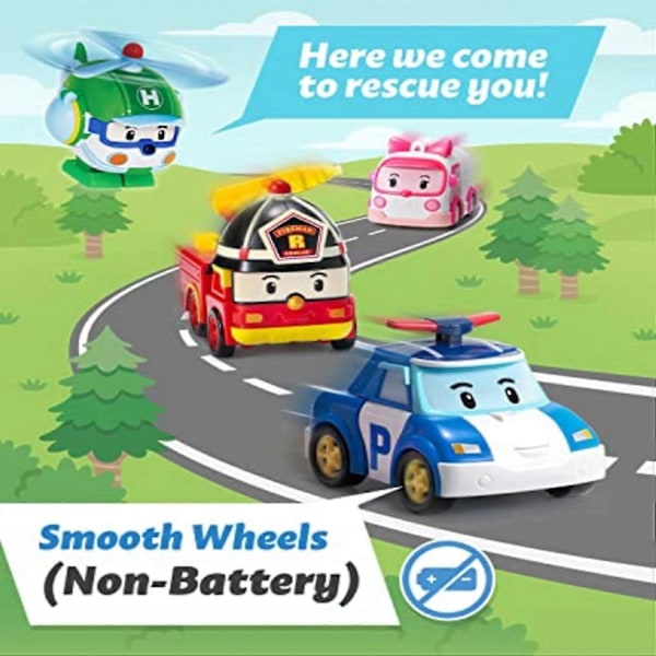 Robocar Poli Roy Transformerande Robot, 10 cm Transformerbar Actionleksaksfigur, Brandbils-Nödfordon Lekset, Jul Födelsedag Räddn[HK]