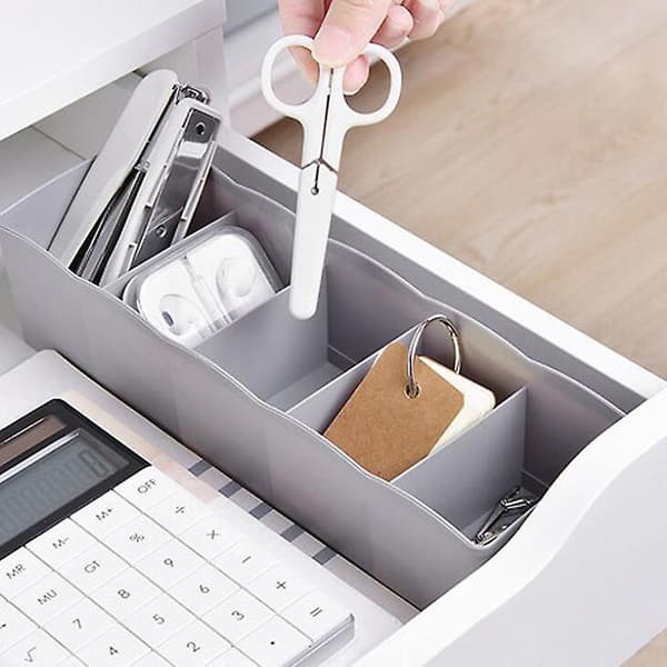 Multifunktionel stabelbar opbevaringsboks undertøjsorganisator sokker bh slips skuffe [YJD] E 5 Grids