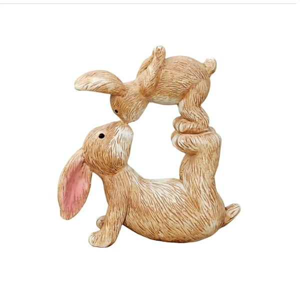Søt Påske Kyssende Kanin Figur Festival Resin Håndverk Søt Kyssende Kanin Ornament Livaktige Dyrestatuer Hjemmekontor Dekor (YJD) Rabbit