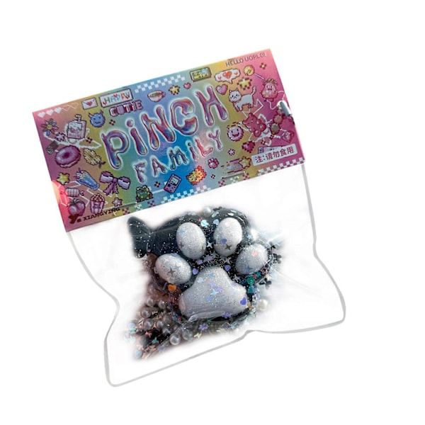Kawaii Katt Squishy Leke-leker, Kattpoter Mochi Squishy Stressavlastende Squishies_v (YJD) Black and White