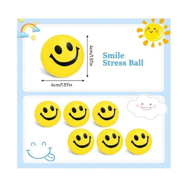 Stressbold - Uspecificeret - Smilende - 12 Stykker - Skum - Gul[YJD] YELLOW